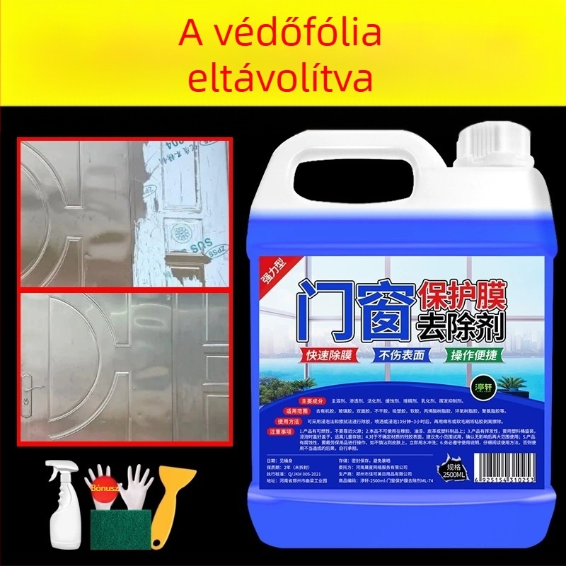 Ajtó- és ablakvédő fólia ragasztóeltávolítója rozsdamentes acél és alumínium ötvözet felületekhez, univerzális tisztítószer Yangxing
