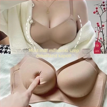 Melltartó fémvájat nélküli, formázott kosarakkal, felső rész vékony, alsó rész vastag; fő anyag nylon, bélés spandex; fix dupla vállpántok; hátul három sor csattal