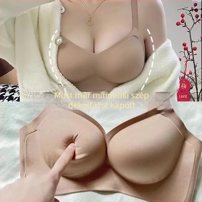 Melltartó fémvájat nélküli, formázott kosarakkal, felső rész vékony, alsó rész vastag; fő anyag nylon, bélés spandex; fix dupla vállpántok; hátul három sor csattal