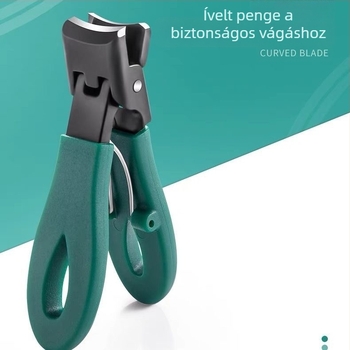 Körömvágó nagy nyílással, műanyag + rozsdamentes acél konstrukció, hordozható, sík szájú, háztartási használatra