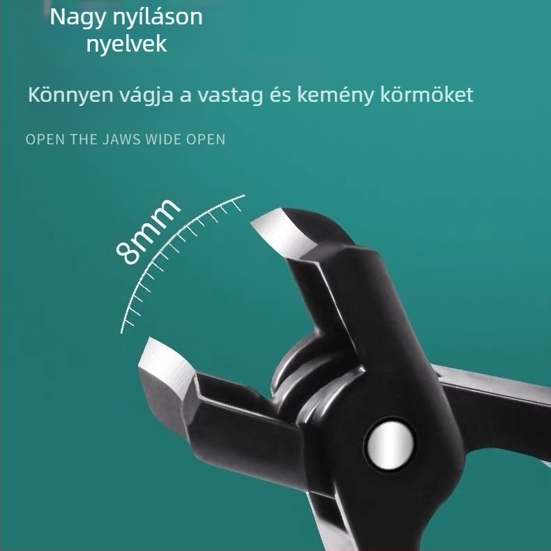 Körömvágó nagy nyílással, műanyag + rozsdamentes acél konstrukció, hordozható, sík szájú, háztartási használatra