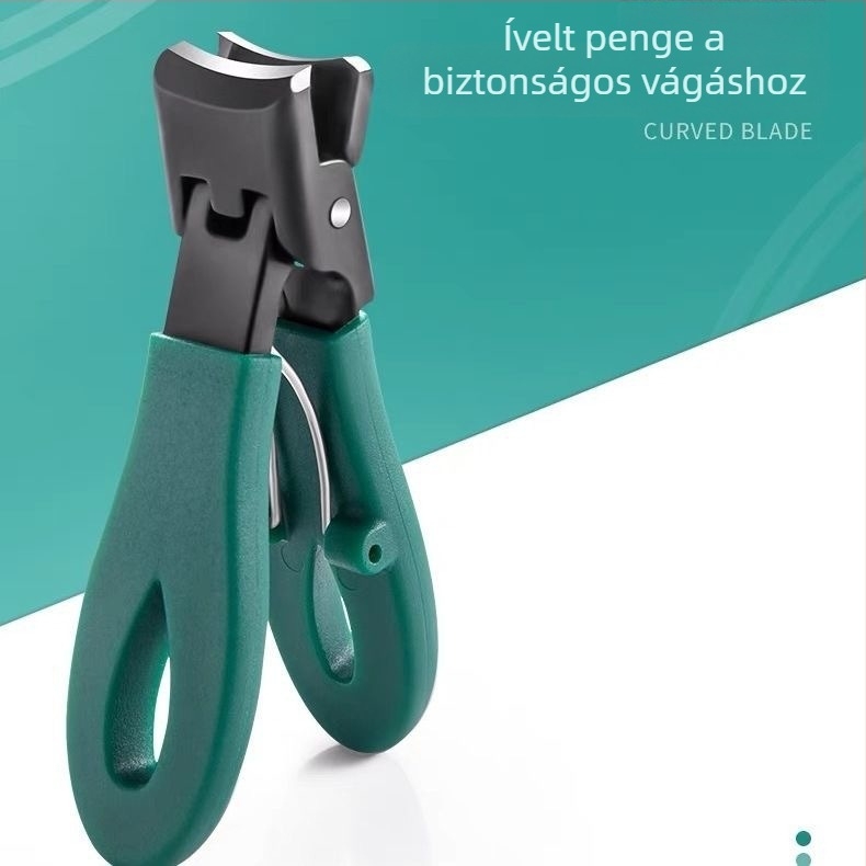 Körömvágó nagy nyílással, műanyag + rozsdamentes acél konstrukció, hordozható, sík szájú, háztartási használatra