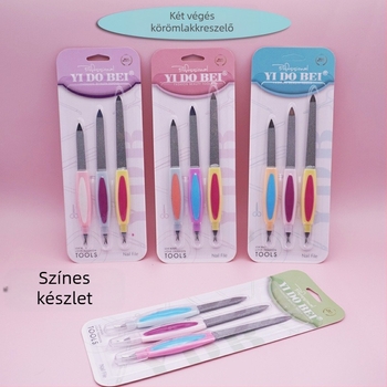 Kétfejű rozsdamentes acél körömreszelő, dupla oldalú, durva és finom szemcsés, többoldalas