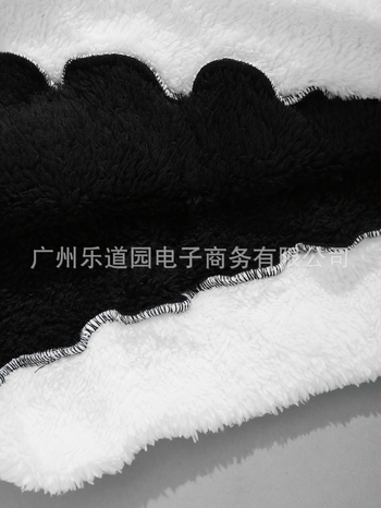 Női bársonyos kapucnis pulóver zsebekkel, macskafül dizájnnal, blokkos minta, vastag, őszi 2024