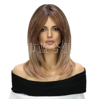 Női paróka Eight-Character Bangs, természetes göndör, hőálló rostok, festhető, modell SM245