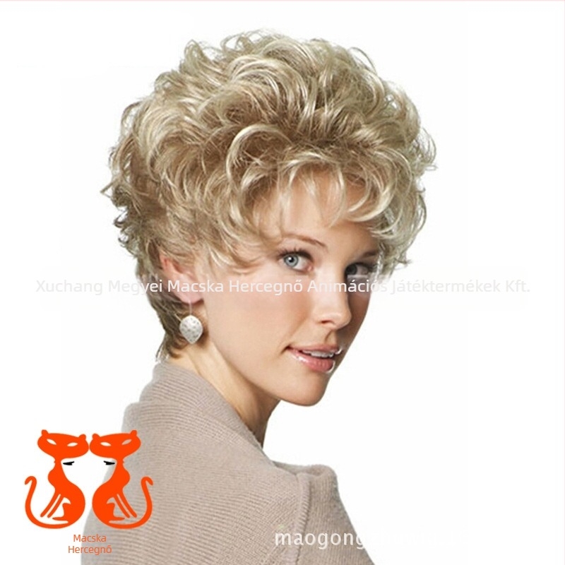 Rövid göndör paróka, CPCOS SW0092, Ruili stílus, hőálló rostok, ferde frufru