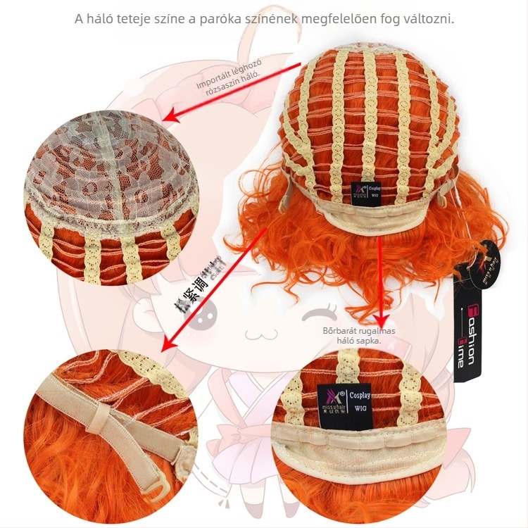 Anime cosplay paróka Merida hercegnő Brave – hőálló szálak, puha göndör fürtök, cosplay paróka