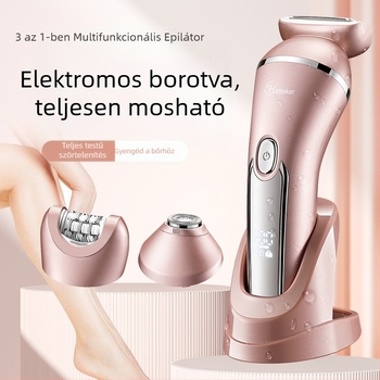 Hatteker 3-in-1 elektromos epilátor nőknek – egész testre, rozsdamentes acél vágófej, ABS ház, nedves és száraz használat