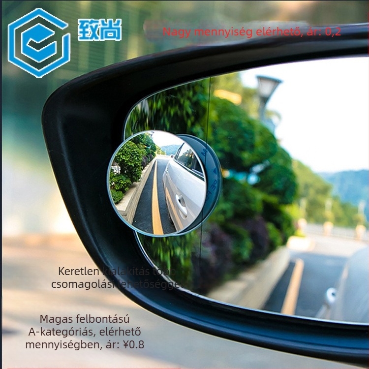Autó hátsó tükör, 360°-ban állítható, kör alakú kis tükör, holttér-tükör, széles látószögű hátrameneti tükör, keret nélküli üveg