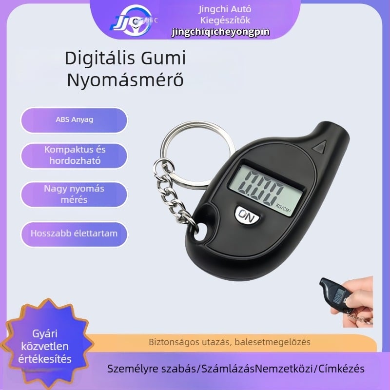 Hordozható autógumi nyomásmérő, digitális kijelző, PSI egység, modell 70025, 5–150 PSI tartomány, ABS ház