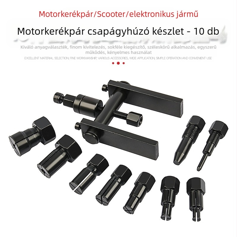Kétkarú csapágykihúzó készlet motorkerékpárhoz - ötvözet, 10 darab, 1,26 kg