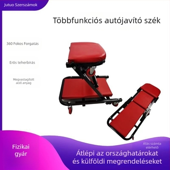 Összecsukható, többfunkciós javító szék, acélcső vázzal, HM1914, 9 kg, gépjavításhoz