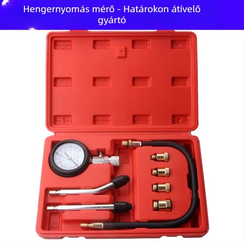 Többfunkciós hengernyomásmérő készlet (8 db), karbonacélból, autó- és motorkerékpárok motorjainak hengerének vizsgálatához