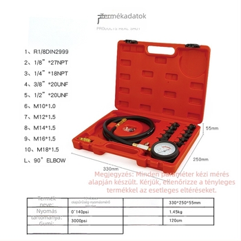 Musen Hall Multifunkcionális autóolajnyomásmérő – motorolajnyomás mérő, hidraulikus olajnyomás diagnosztikai eszköz, autószerelő eszköz – Súly 1.45