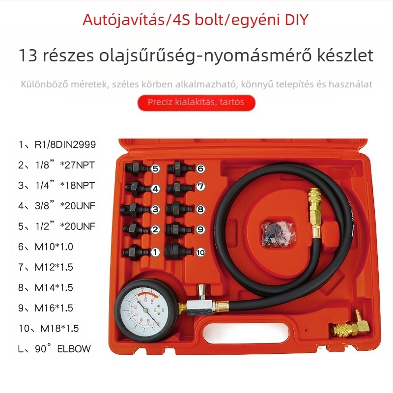 Musen Hall Multifunkcionális autóolajnyomásmérő – motorolajnyomás mérő, hidraulikus olajnyomás diagnosztikai eszköz, autószerelő eszköz – Súly 1.45