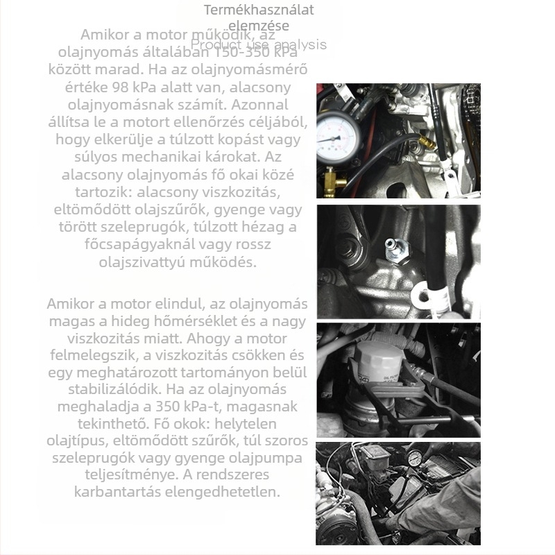 Musen Hall Multifunkcionális autóolajnyomásmérő – motorolajnyomás mérő, hidraulikus olajnyomás diagnosztikai eszköz, autószerelő eszköz – Súly 1.45