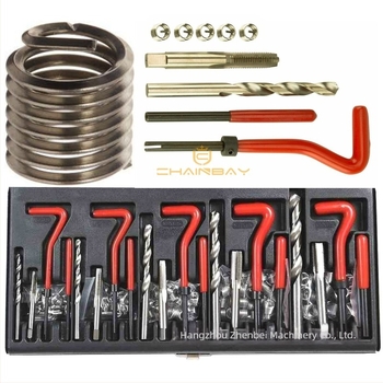 131 darabos készlet menetfúrási és gyújtógyertya javító eszközök autóhoz | CHAINBAY, Acél, Nettó tömeg 2.5