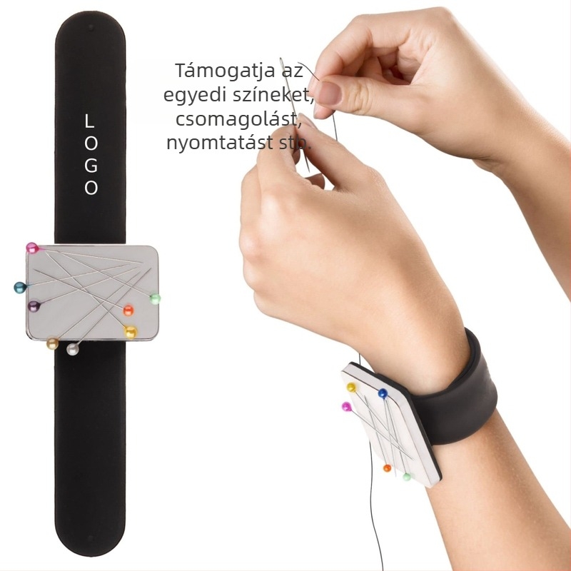 Varráshoz mágneses tűpárna csuklópánttal és tűtartóval smink- és fodrászati eszközökhöz