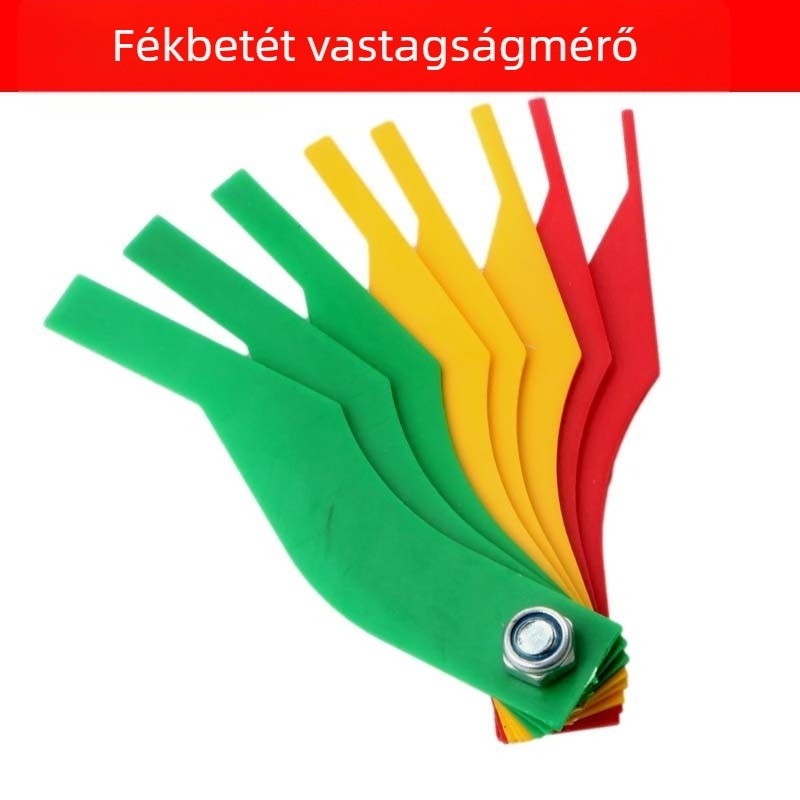 Fékbetét vastagságmérő skála, műanyag test, modell Brake pad scale, testreszabható feldolgozás, licencelhető magáncímke