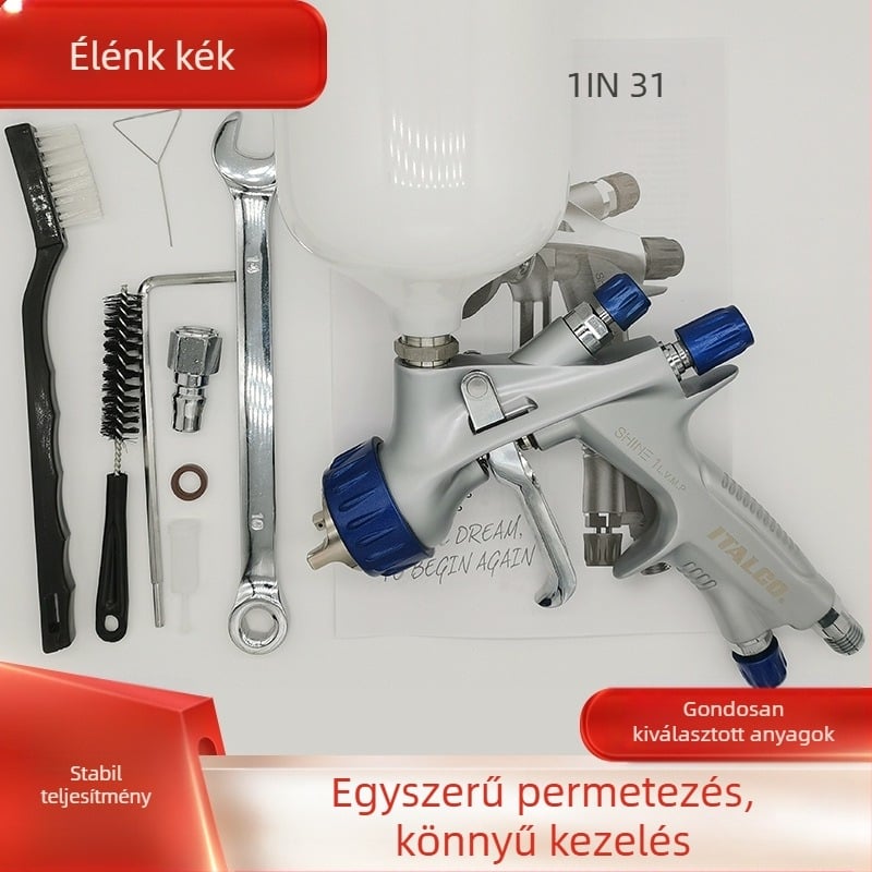Automata autófestő pisztoly – gravitációs adagolás, 1,3 mm fúvóka, réz-alumínium ötvözet test, maximális nyomás 2,5