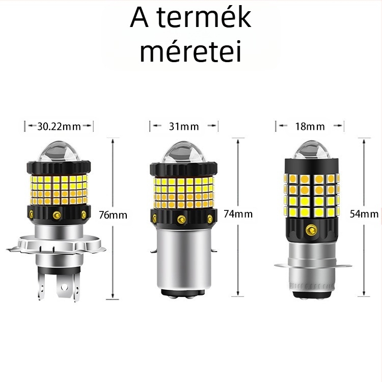 LED fényszóró autókhoz és motorokhoz, kompatibilis H4/H6/BA20D/P15D, 12–80V, 12W, 2400 lm, IP65