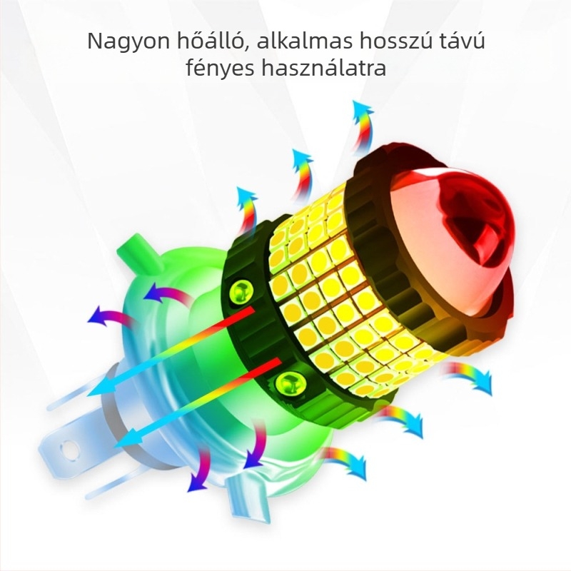 LED fényszóró autókhoz és motorokhoz, kompatibilis H4/H6/BA20D/P15D, 12–80V, 12W, 2400 lm, IP65