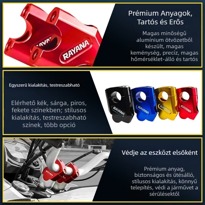 Motorkerékpár kormányemelő, 22 mm átmérő, alumíniumötvözet, CNC-megmunkálás, modell ZGQ-009, Carl