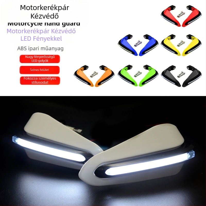 Motorkerékpáros kézvédők beépített világítással és indexekkel, univerzális, DH-01 modell, Ymo márka
