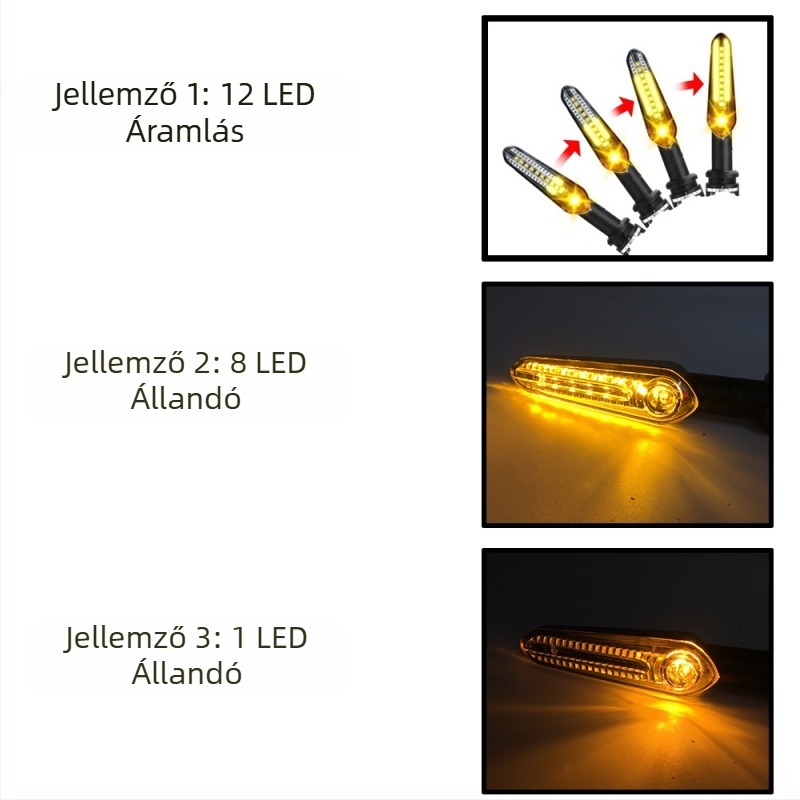 Motorkerékpár 12 LED irányjelző Yamaha MT07 MT09 MT10 MT25 és YZF R1 modellekhez