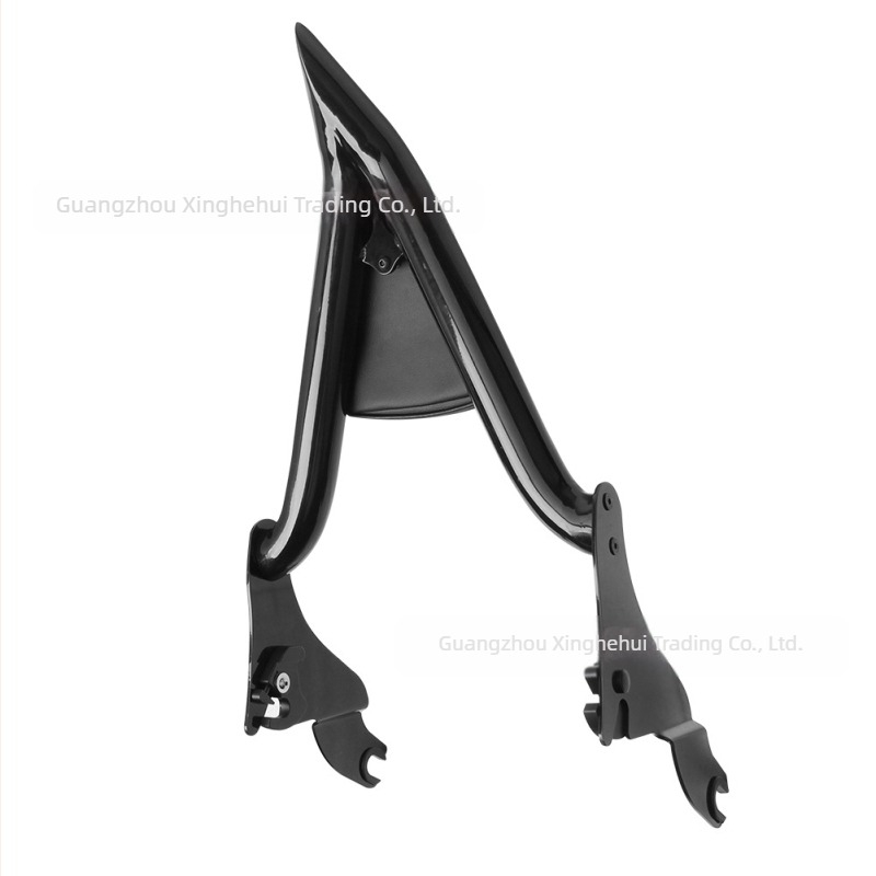 Harley motorkerékpárokhoz készült hátsó támasz, osztott gyorskioldó utas háttámla, hegyes ívű dizájnnal (Model 014588)