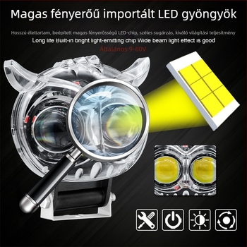 Bagoly formájú LED motorkerékpár fényszóró, alumínium ház, 20W, 9-80V, 6000 lm