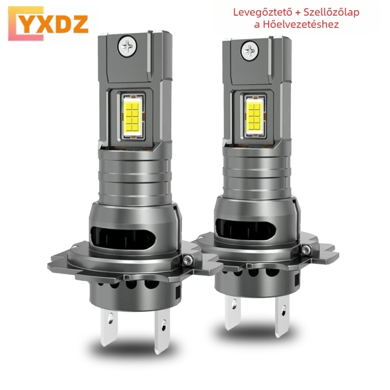 H7 LED fényszóró, egybeépített 1:1 csere ventilátorral, 60W/pár, 10000LM, IP67