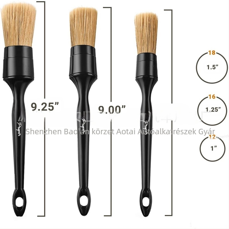 3 darab részletes kefék készlet műanyag alapú, drótos sörtékkel, belső légcsatornák és varratok tisztítására