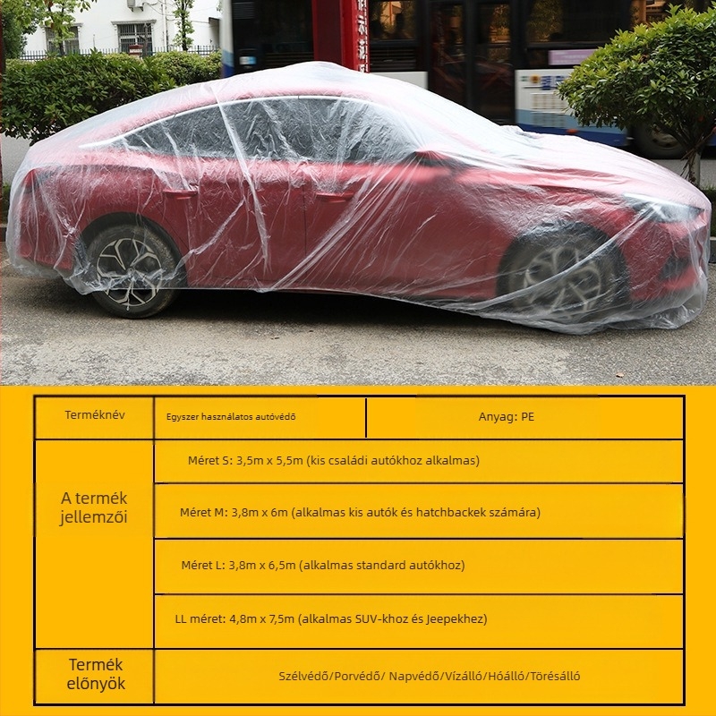 Ahmagni PE átlátszó egyszer használatos autóvédő huzat, univerzális illeszkedés