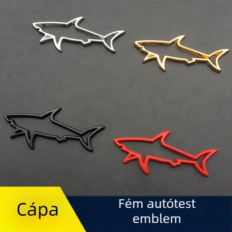 Fém autótest matrica, cápa stílusú, 3D dizájn (Márka: Dazzling; Anyag: Fém; Stílus: Cápa; Típus: Autótest matrica; Felhelyezés: Öntapadó)
