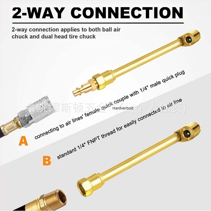 Shiming 4 részes gumiabroncs-felfújó készlet 1/4NPT külső menettel, vas anyag, gyors csavarozásos telepítés