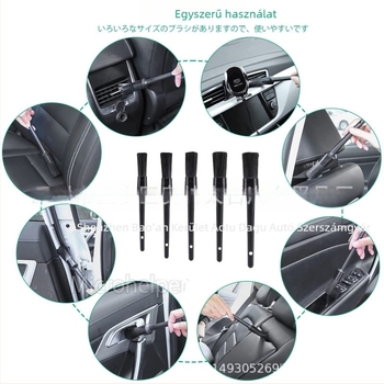 7 darabos kerékagy kefekészlet gyapjú rostokkal az autó réséinek tisztításához (PP + rost + EVA)