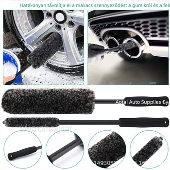 7 darabos kerékagy kefekészlet gyapjú rostokkal az autó réséinek tisztításához (PP + rost + EVA)