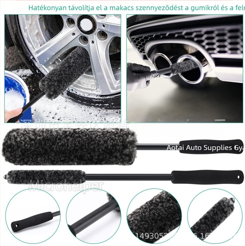 7 darabos kerékagy kefekészlet gyapjú rostokkal az autó réséinek tisztításához (PP + rost + EVA)