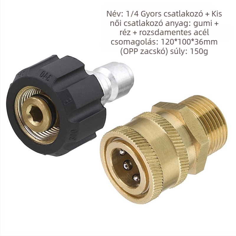 Nagynyomású vízpisztoly tömlőcsatlakozó készlet, sárgaréz csatlakozók, adapter készlet, két részes