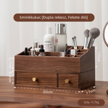 Íróasztalra való tároló doboz, masszív fa, új kínai stílus, porálló, 1 L kapacitás