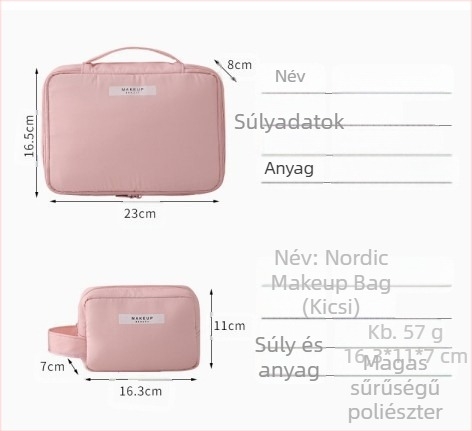 Sminkes táska, koreai stílus, nem-szövött anyag, vízszintes négyzet alakú, cipzáras zárás