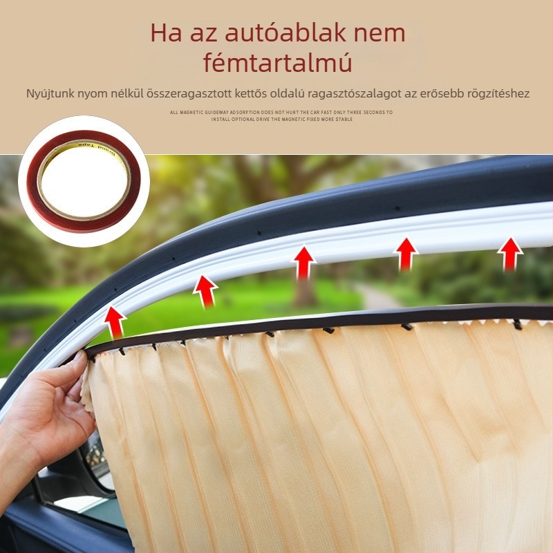 Autóhoz való napvédő roló, anyag: szövet, vastag átlátszatlan típus, általános kompatibilitás