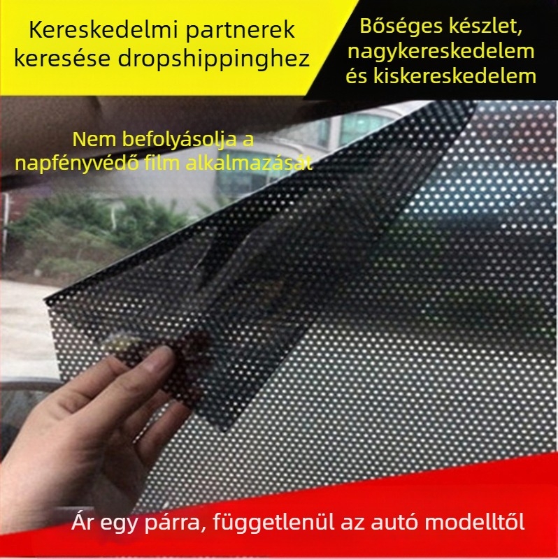 Autóelektrostatikus napvédő fólia ablakokra – PVC, ragasztásos felhelyezés, logó nyomtatás, súly 0,08 kg