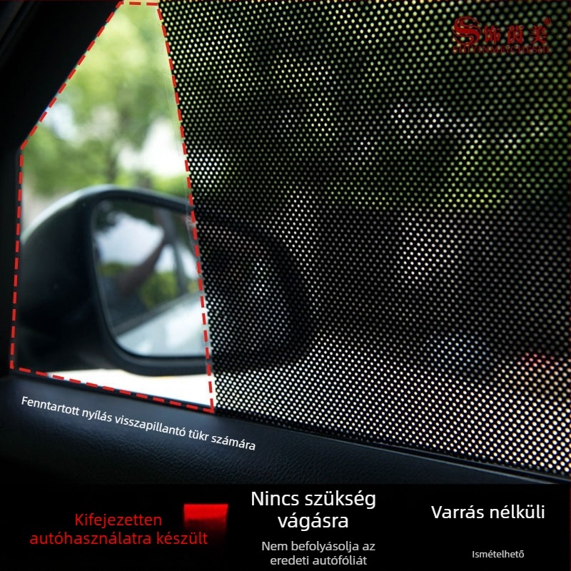 Autóelektrostatikus napvédő fólia ablakokra – PVC, ragasztásos felhelyezés, logó nyomtatás, súly 0,08 kg