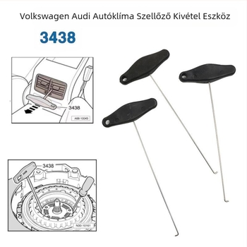 Klímaberendezés légkivezetőjének eltávolító eszköz – acél kivitel, műszerfal eltávolító kampó, autójavító eszköz