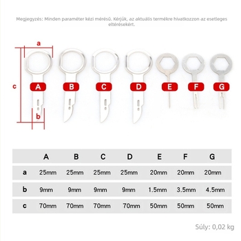 7 részes készlet autós audio demontáló eszközök, fémből, a műszerfalhoz
