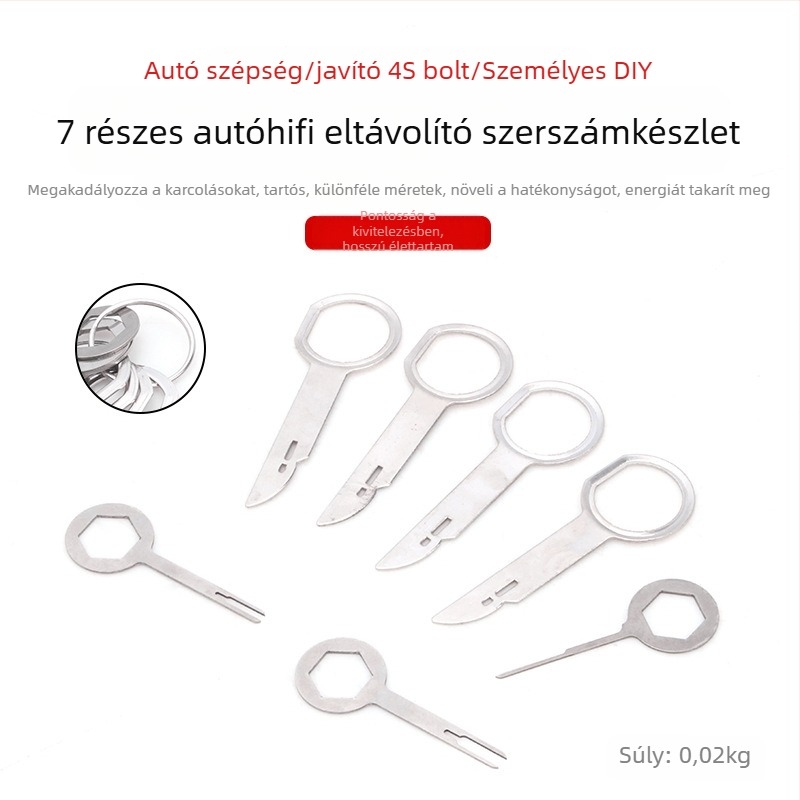 7 részes készlet autós audio demontáló eszközök, fémből, a műszerfalhoz