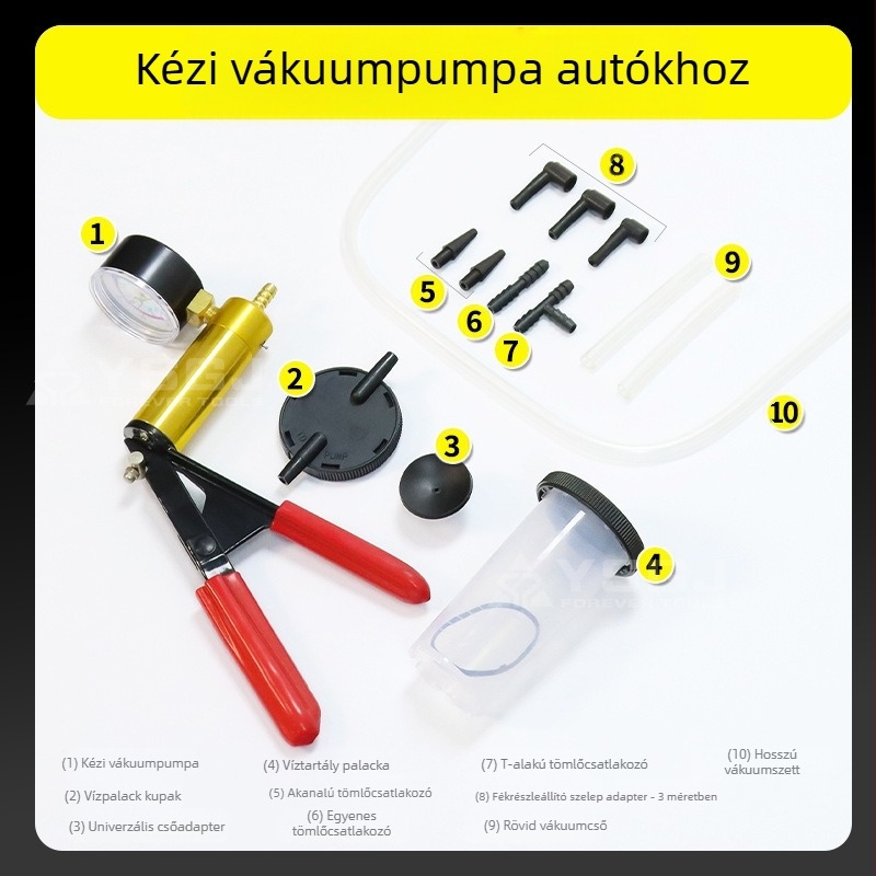 YS-054 Yongshi Kézi vákuumpumpa fékfolyadék cseréhez — készlet autókhoz (Márka: Yongshi; Készlet: több darab; Alkalmazás: autó kiegészítők; Használat: mechanikus javítás)