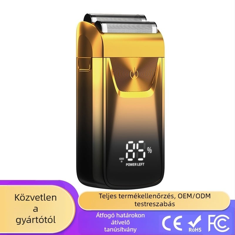 Elektromos borotva és hajvágó készülék, USB-tápellátás, beépített 500–800 mAh akkumulátor, rozsdamentes acél pengék, levehető és mosható penge
